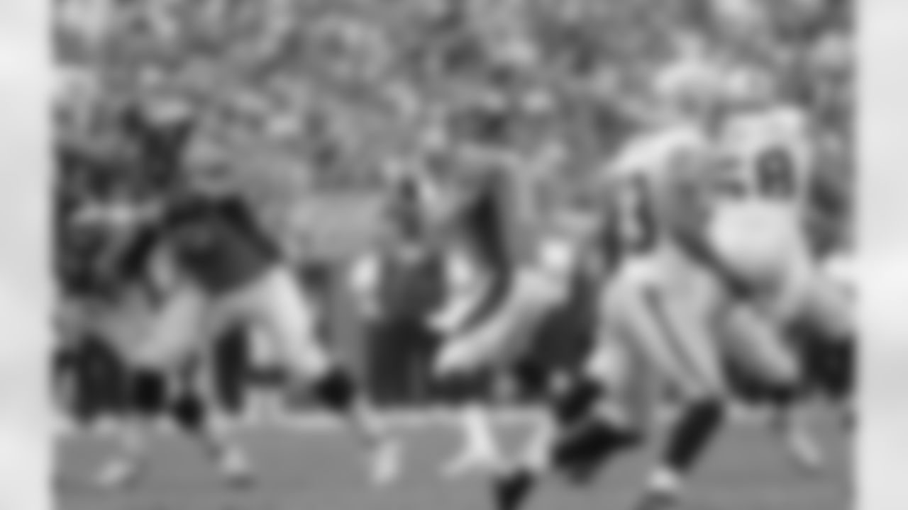 Manning looks downfield during second-half action.