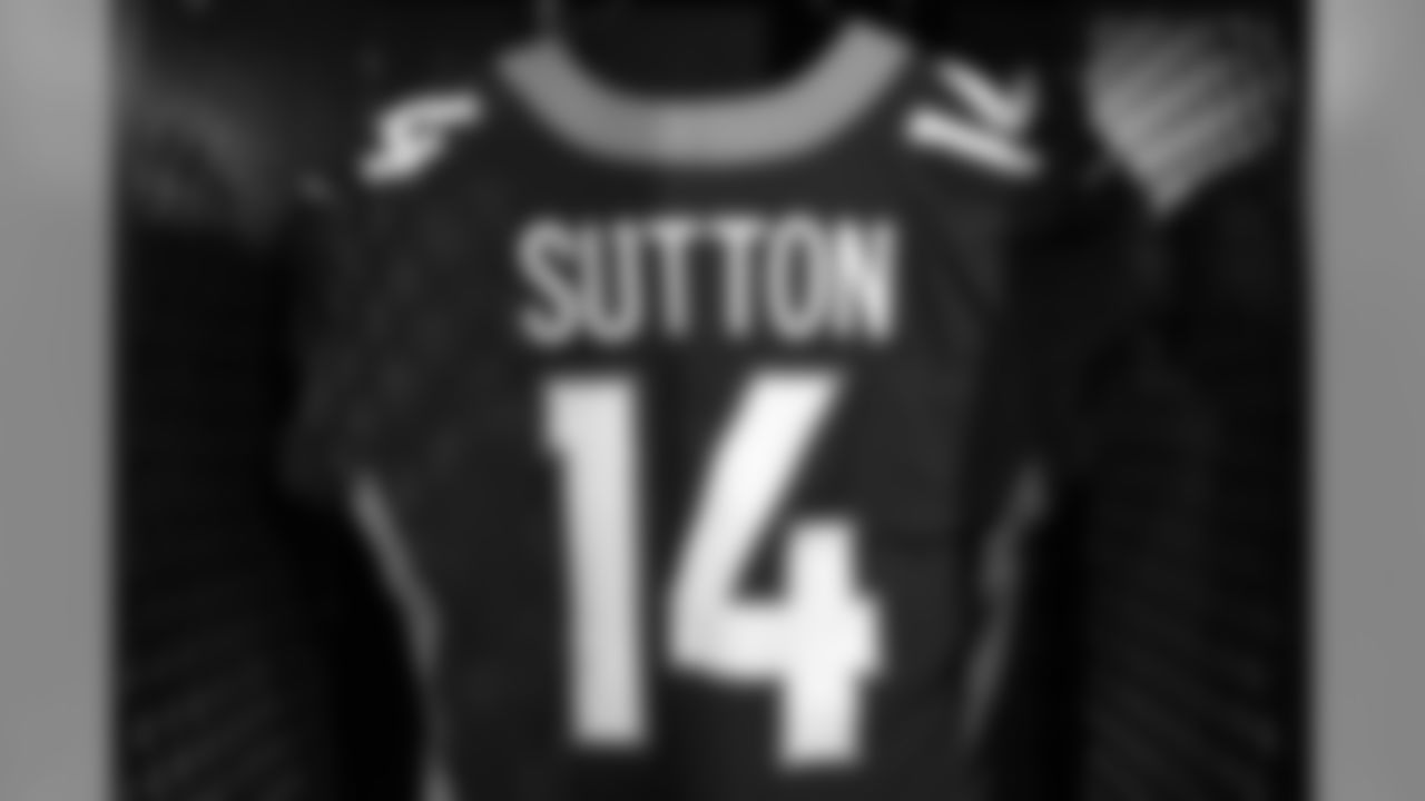 Courtland Sutton's jersey during a photoshoot of the Broncos' alternate blue jerseys on October 10, 2019. (Photo by Ben Swanson)