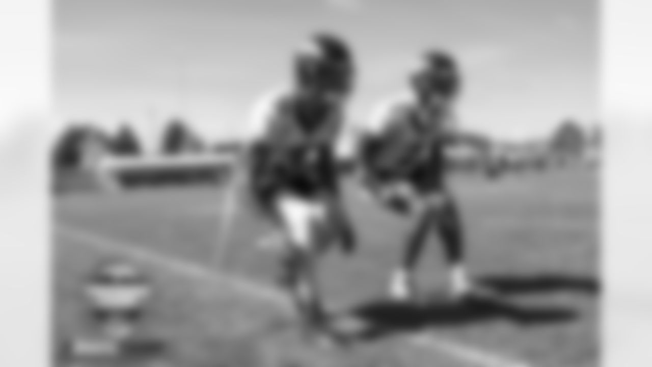 Justin Simmons and Pat Surtain II at practice on Day 9 of training camp at UCHealth Training Center in Englewood, Colorado on August 5, 2022. (Photo by Ben Swanson)
