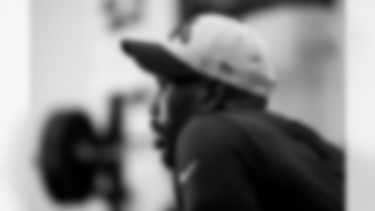 Von Miller during a video shoot in the weight room for the season hype video at UCHealth Training Center on July 13, 2021. (Photo by Ben Swanson)