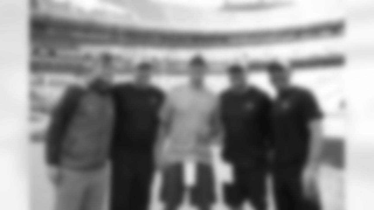 A group photo including Offensive Coordinator Bill Musgrave, former Broncos quarterback Trevor Siemian and current Broncos quarterback Case Keenum ahead of the NFL preseason game against the Minnesota Vikings at Broncos Stadium at Mile High in Denver, Colorado, August 11, 2018.
Photo by Gabriel Christus