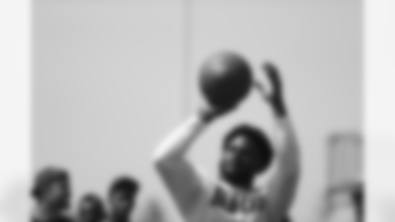 Javonte Williams fires a three-pointer during Field Day on Thursday, June 17, 2021 at UCHealth Training Center in Englewood Colorado.