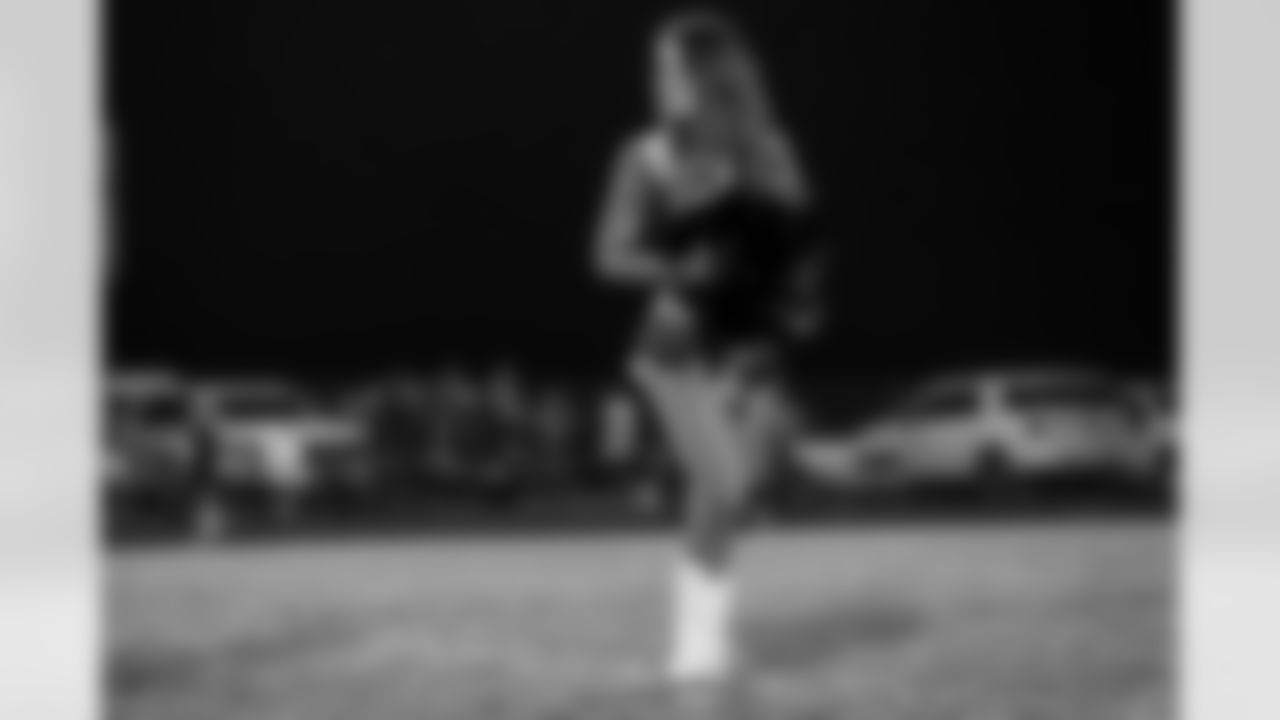 Broncos Cheer at Dalton Risner's jersey retirement ceremony at Wiggins High School in Wiggins, CO on September 2, 2021.