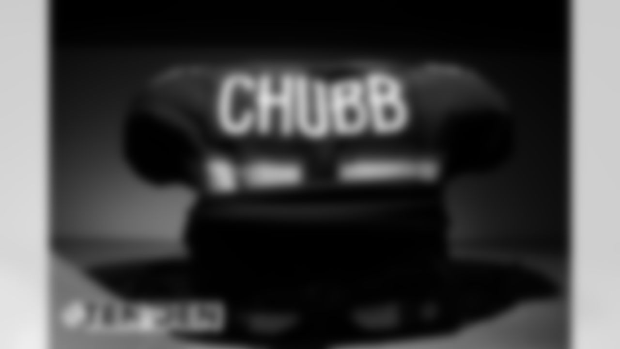 Bradley Chubb's jersey in the locker room before the Broncos' Week 1 game against the Tennessee Titans at Empower Field at Mile High in Denver, Colorado, on September 14, 2020. (Photo by Ben Swanson)