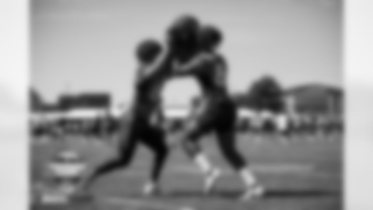 Andrew Beck and Rodney Williams at practice on Day 4 of training camp at UCHealth Training Center in Englewood, Colorado on July 30, 2022. (Photo by Ben Swanson)