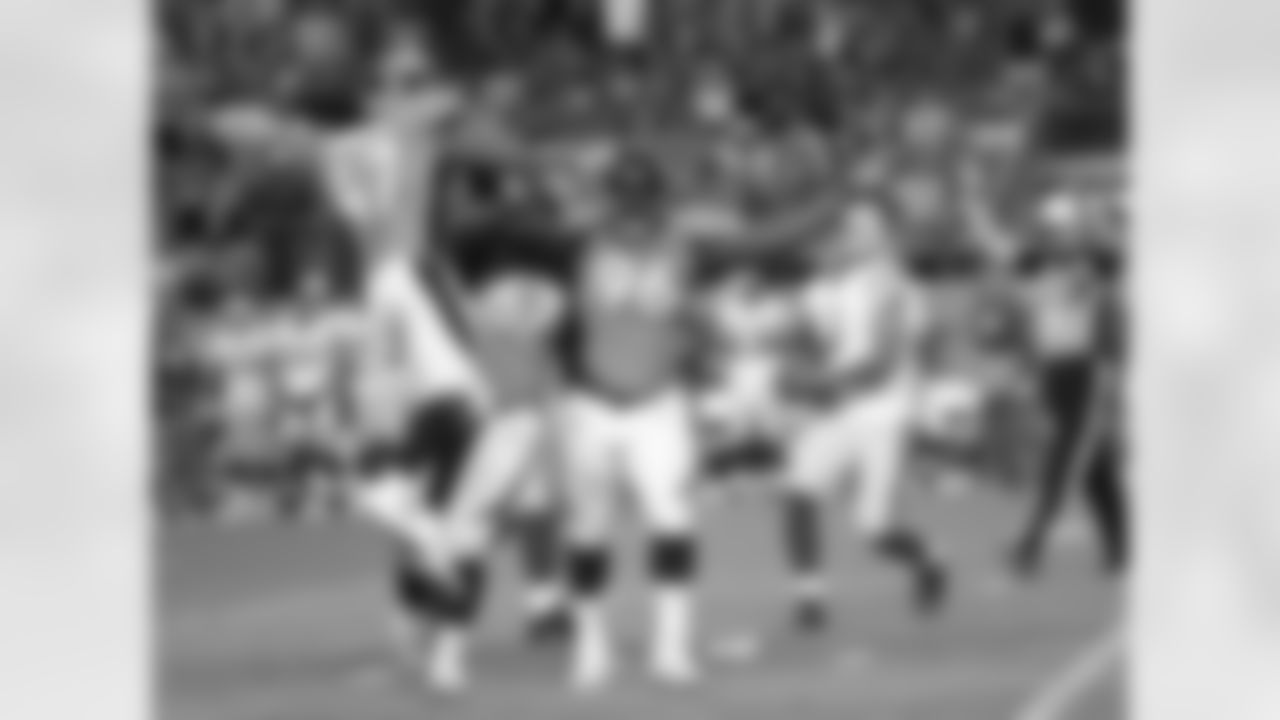 Denver Broncos defensive end Shelby Harris (96) celebrates with linebacker Danny Mason (47) and defensive end Shakir Soto (67) after a sack during fourth quarter action against the Green Bay Packers during the NFL game at Sports Authority Field at Mile High in Denver, CO, August 26, 2017.
Photo by Gabriel Christus