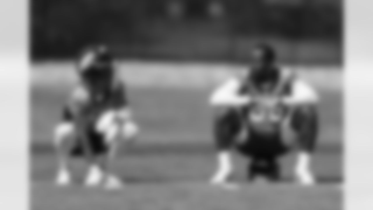 Bryce Callahan and Von Miller during practice on Thursday, September 9, 2021 at UCHealth Training Center in Englewood, Colorado.
Photo by Gabriel Christus