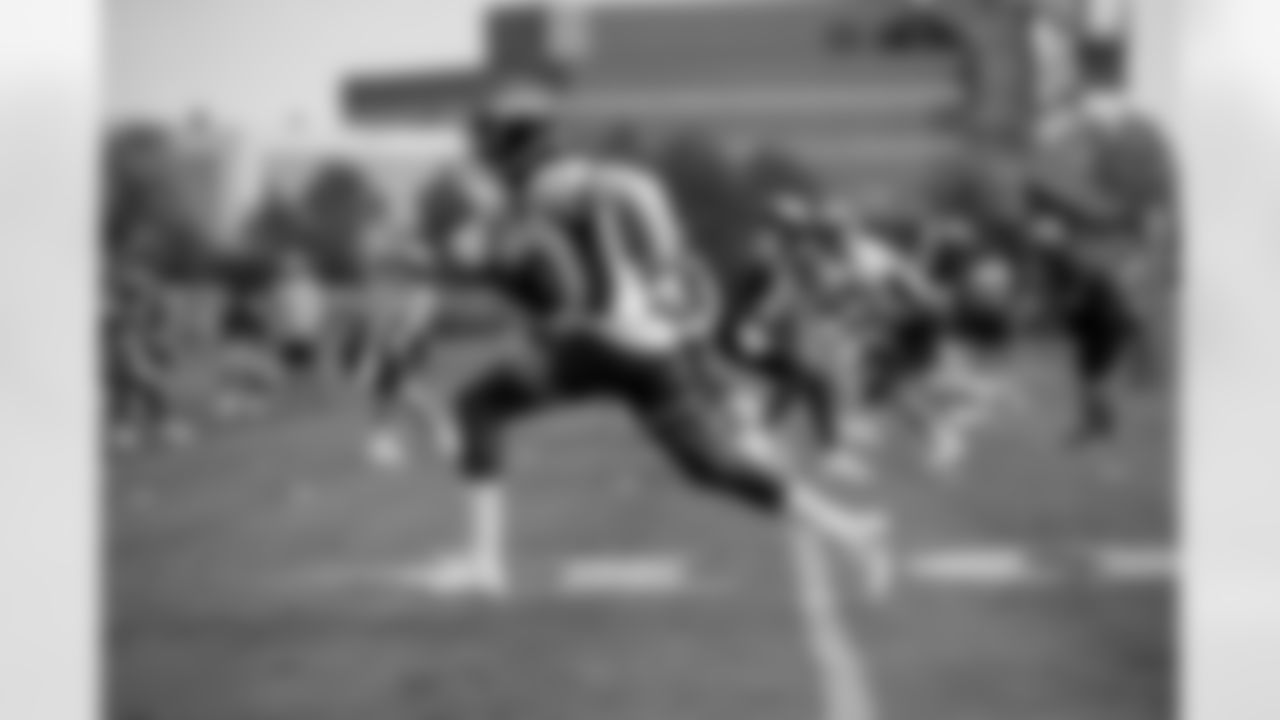 Jerry Jeudy runs a route during practice on the second day of training camp at UCHealth Training Center on July 29, 2021. (Photo by Sam Weaver)