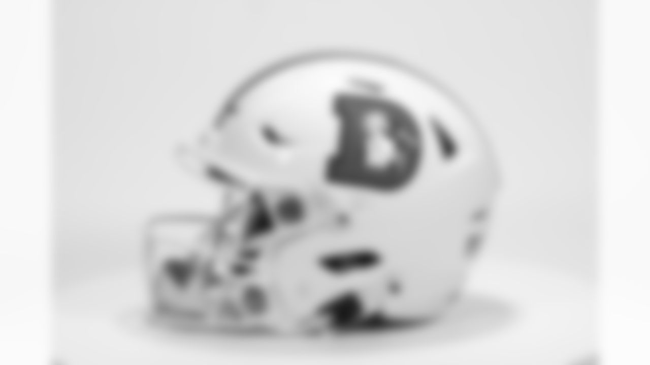 A view of the Broncos' white alternate helmet. Photo by Gabriel Christus / Denver Broncos