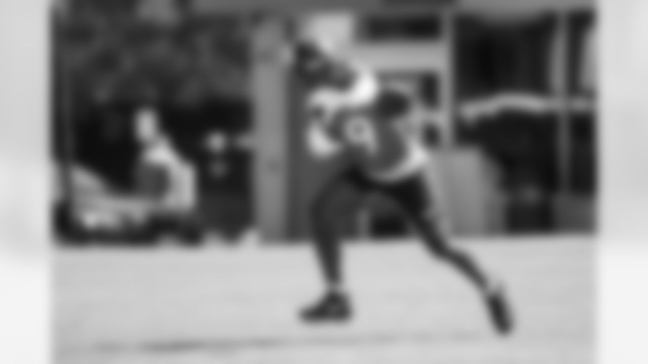 Kendall Hinton during the ninth day of OTA practices at UCHealth Training Center on June 9, 2021. (Photo by Ben Swanson)