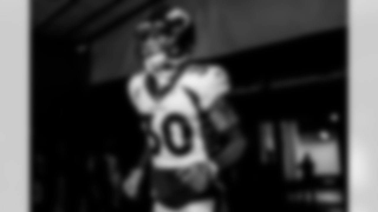 Caden Sterns before the Broncos' Week 7 game against the Cleveland Browns at FirstEnergy Stadium in Cleveland, Ohio on October 21, 2021. (Photo by Gabriel Christus)