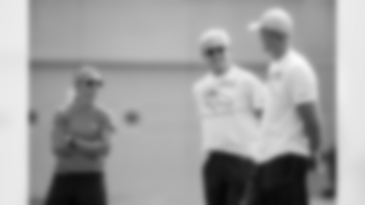 Executive Director of Football Operations/Special Advisor to the General Manager Kelly Kleine, President of Football Operations John Elway and Director of Player Personnel Darren Mougey during practice on the 11th day of training camp at UCHealth Training Center on August 10, 2021. (Photo by Ben Swanson)