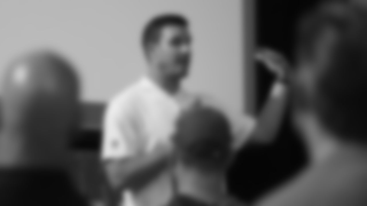 Offensive Quality Control Coach Rob Calabrese at the ninth annual High School Football Coaches Clinic hosted by the Broncos for 190 coaches from 54 different schools on May 8, 2019.