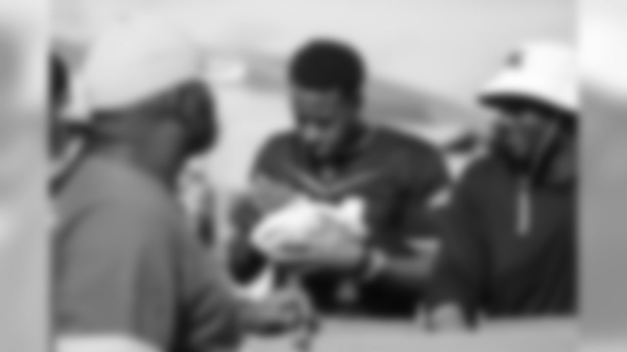 Courtland Sutton at the Pro Bowl Fan Huddle packaging care kits for local non-profit organizations during the Pro Bowl Community Huddle day of service as part of the Huddle for 100 initiative at the 2020 Pro Bowl on January 24, 2020 at the ESPN Wide World of Sports Complex in Orlando, Florida. (Photo by Ben Swanson)