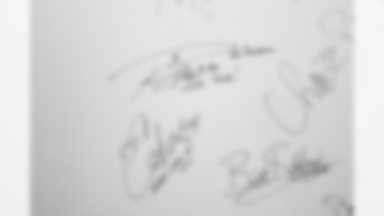 A view of Russell Wilson and Ciara's autographs on the Wall of Fame during his visit to the Colorado Rockies' Opening Day game at Coors Field in Denver, Colorado on April 8, 2022. (Photo by Ben Swanson)