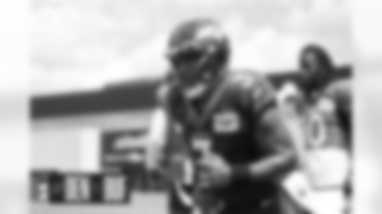 Russell Wilson at practice at UCHealth Training Center in Englewood, Colorado on August 15, 2022. (Photo by Ben Swanson)