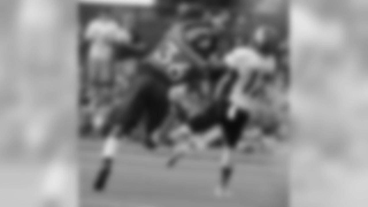 Webster knocks a pass away from Andre Caldwell.