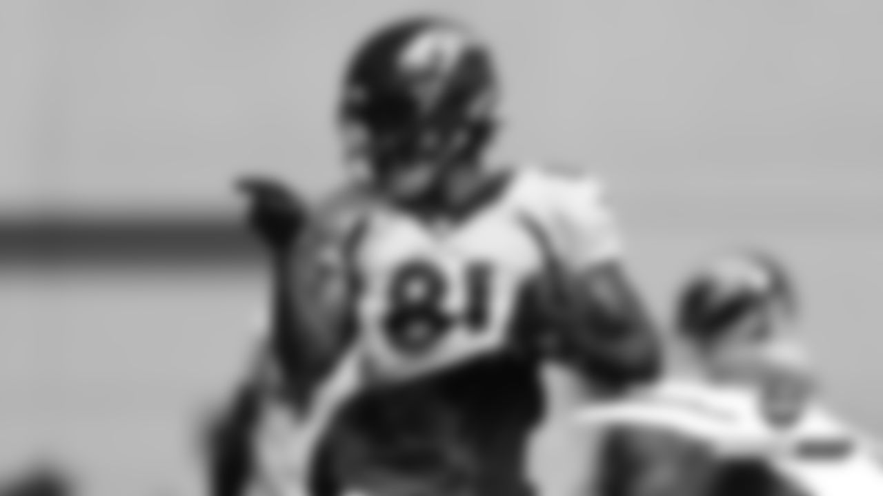 Tim Patrick during Training Camp at UCHealth Training Center in Englewood, Colorado, July 29, 2019.
Photo by Gabriel Christus
