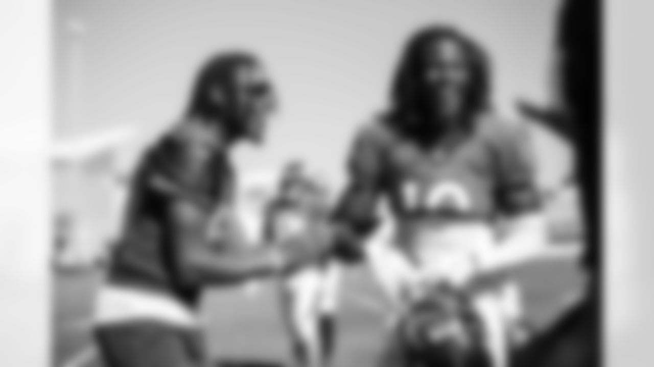 Jerry Jeudy and Minnesota Vikings wide receiver Justin Jefferson (18) during a joint practice with the Minnesota Vikings amid training camp at TCO Performance Center on August 12, 2021. (Photo by Ben Swanson)