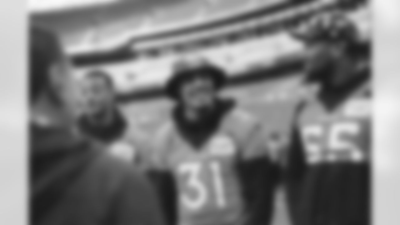 Justin Simmons during the team's walkthrough at Wembley Stadium in London on October 29, 2022. This image is part of the Broncos' film series documenting the team's trip to London. (Photo by Ben Swanson)