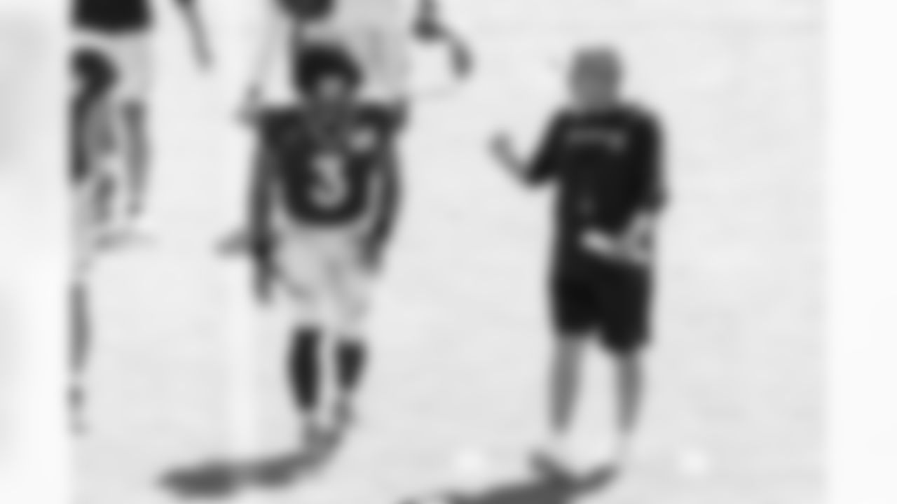 Russell Wilson and Sean Payton during training camp on Friday, August 4, 2023 at Centura Health Training Center in Englewood, Colorado.
Photo by Gabriel Christus / Denver Broncos