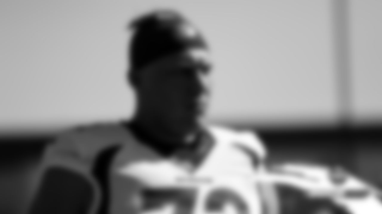 Garett Bolles during practice on Day 2 of training camp on July 19, 2019.