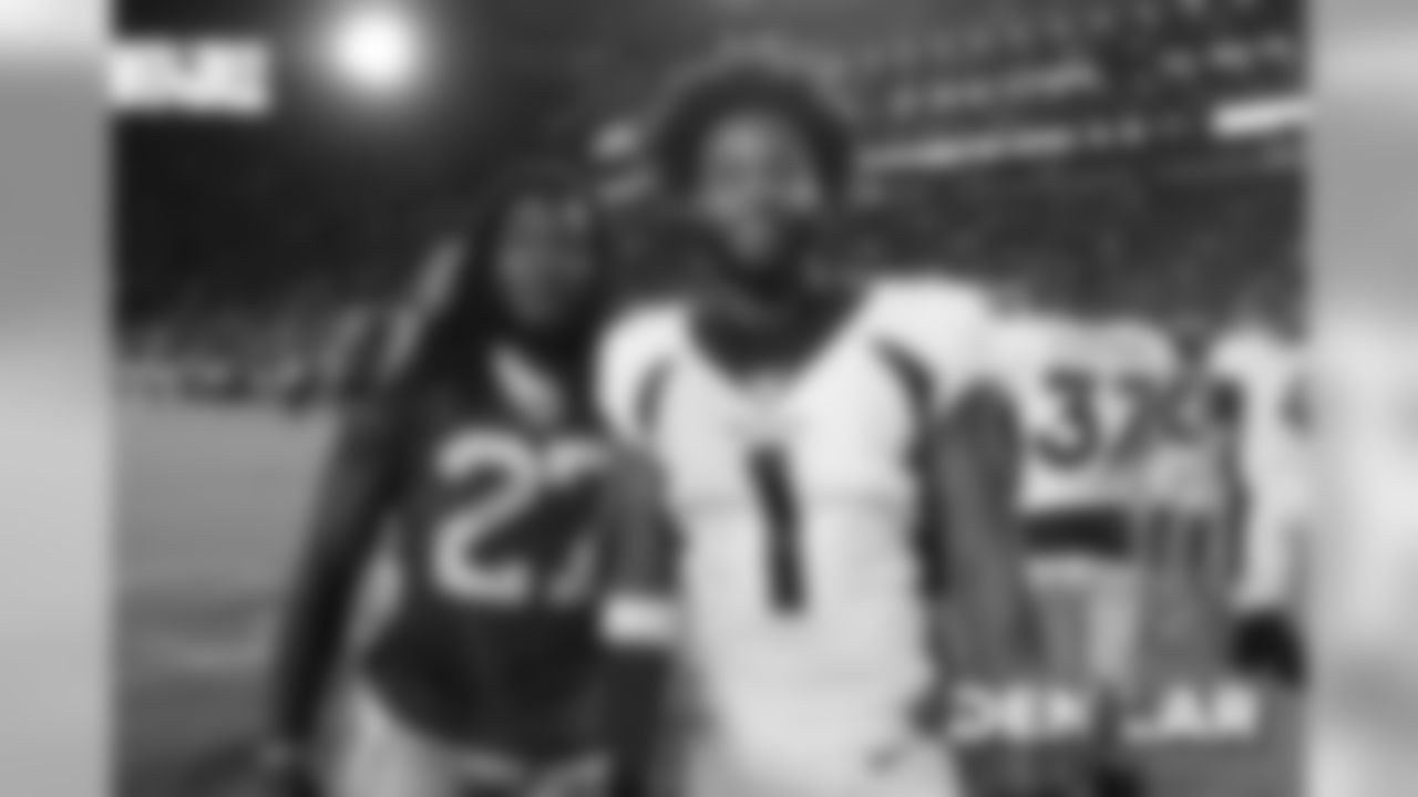 Rashard Causey and Dont'e Deayon after the Broncos' preseason game against the Los Angeles Rams on August 24, 2019 at the Los Angeles Memorial Coliseum. (Photo by Gabriel Christus)