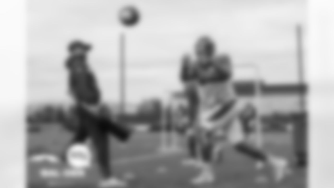 Zach Azzanni and Courtland Sutton during practice on Thursday, September 30, 2021 at UCHealth Training Center in Englewood, Colorado.
Photo by Gabriel Christus