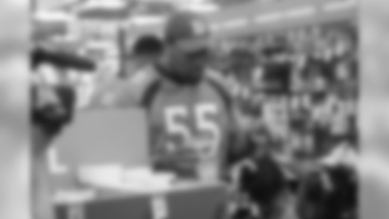 Outside linebacker Bradley Chubb (55) at the 2018 Back to School with the Broncos shopping spree on July 23, 2018. Each student received $100 for school supplies.