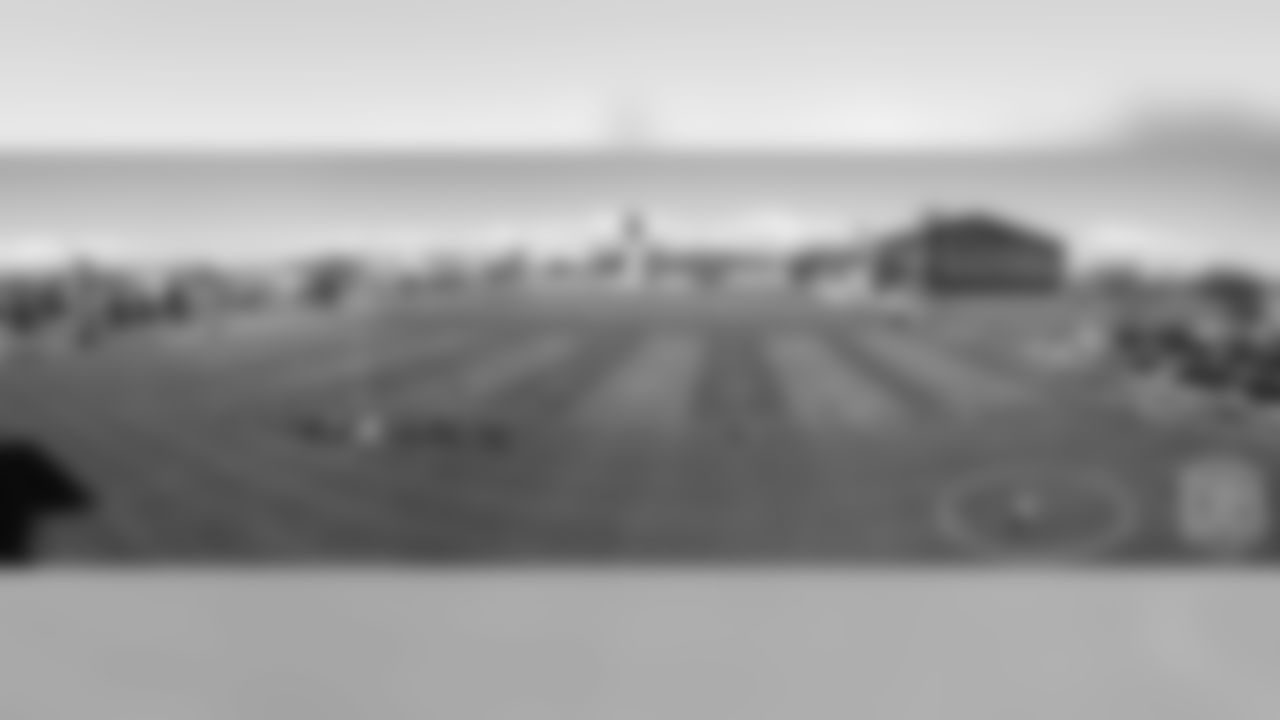A panorama shot of the Broncos field day's events Ñ an RC truck race, home run derby, chipping contest, basketball shoot-out and football toss competition Ñ on June 6, 2019.