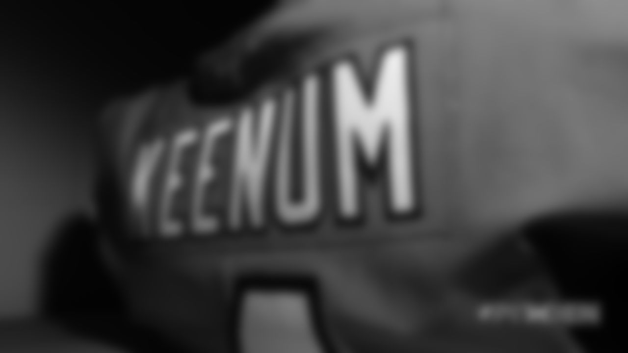 Case Keenum's jersey in the locker room pregame before the Broncos' Week 12 game against the Pittsburgh Steelers at Broncos Stadium at Mile High on November 25, 2018.