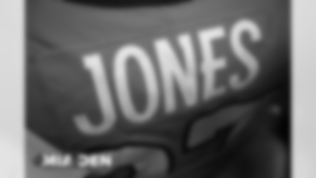 Dre'Mont Jones's jersey in the locker room before the Broncos' Week 11 game against the Miami Dolphins at Empower Field at Mile High in Denver, Colorado on November 22, 2020. (Photo by Ben Swanson)