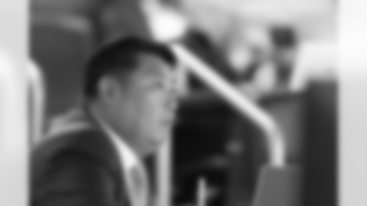 Sae Woon Jo during the second night of the NFL Draft on Friday, April 29, 2022 at UCHealth Training Center in Englewood, Colorado.
Photo by Gabriel Christus