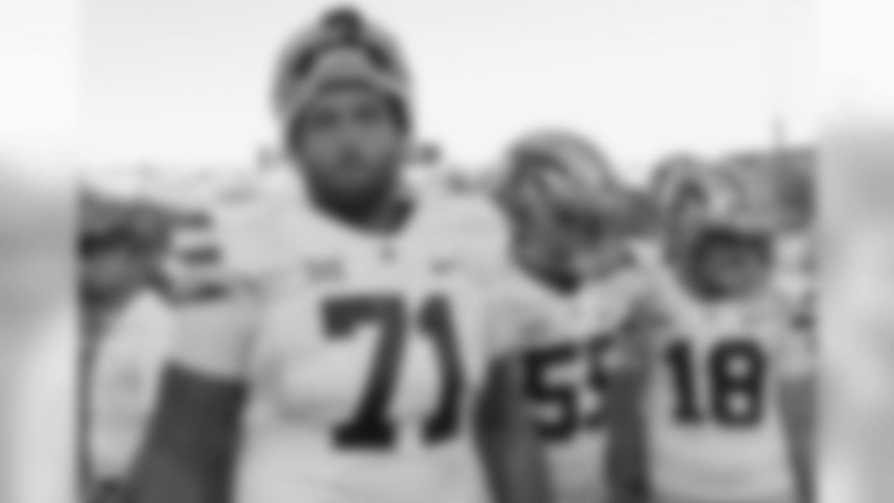 Kansas State offensive lineman Dalton Risner (71) after an NCAA college football game against Oklahoma in Norman, Okla., Saturday, Oct. 27, 2018. (AP Photo/Sue Ogrocki)