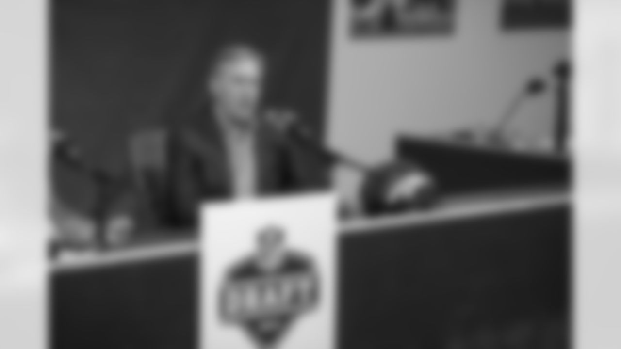 Elway recaps the draft with Denver media.