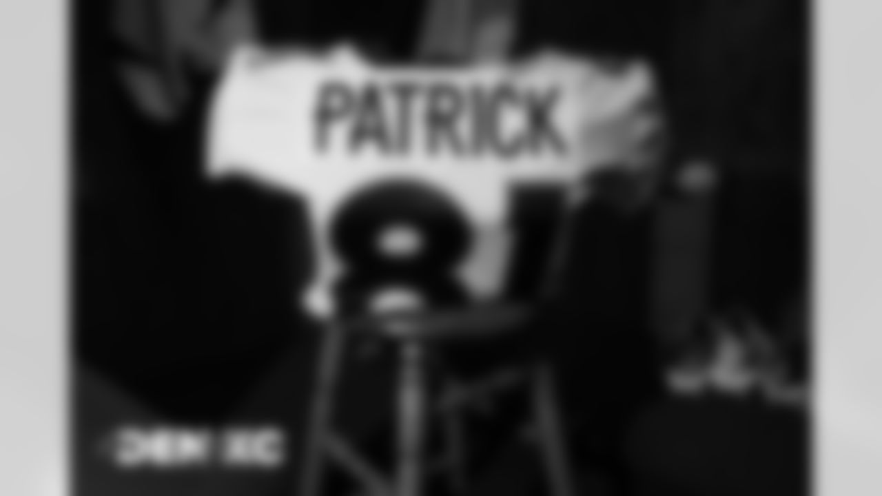 Tim Patrick's jersey in the locker room before the Broncos' Week 13 game against the Kansas City Chiefs at Arrowhead Stadium in Kansas City, Missouri. (Photo by Gabriel Christus)