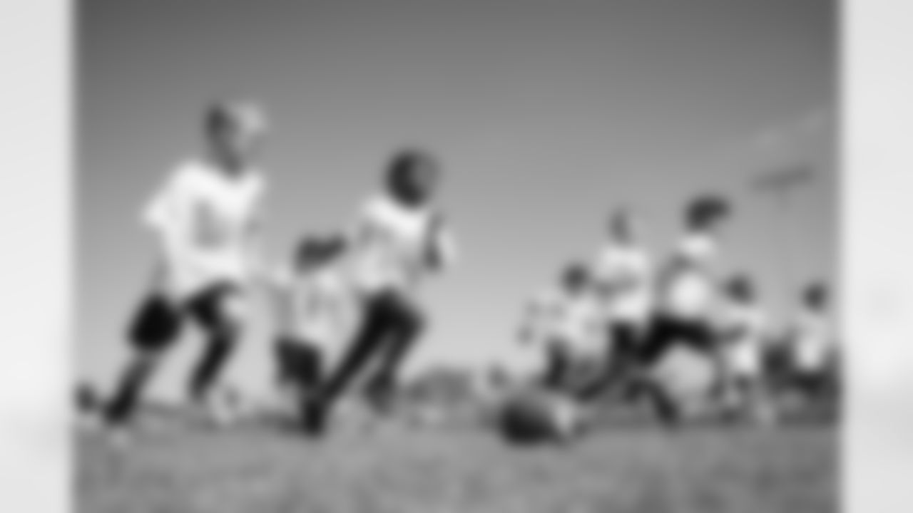 Children at Jerry Jeudy's youth football camp on June 28, 2023 in Englewood, Colorado. Photo by Ben Swanson / Denver Broncos