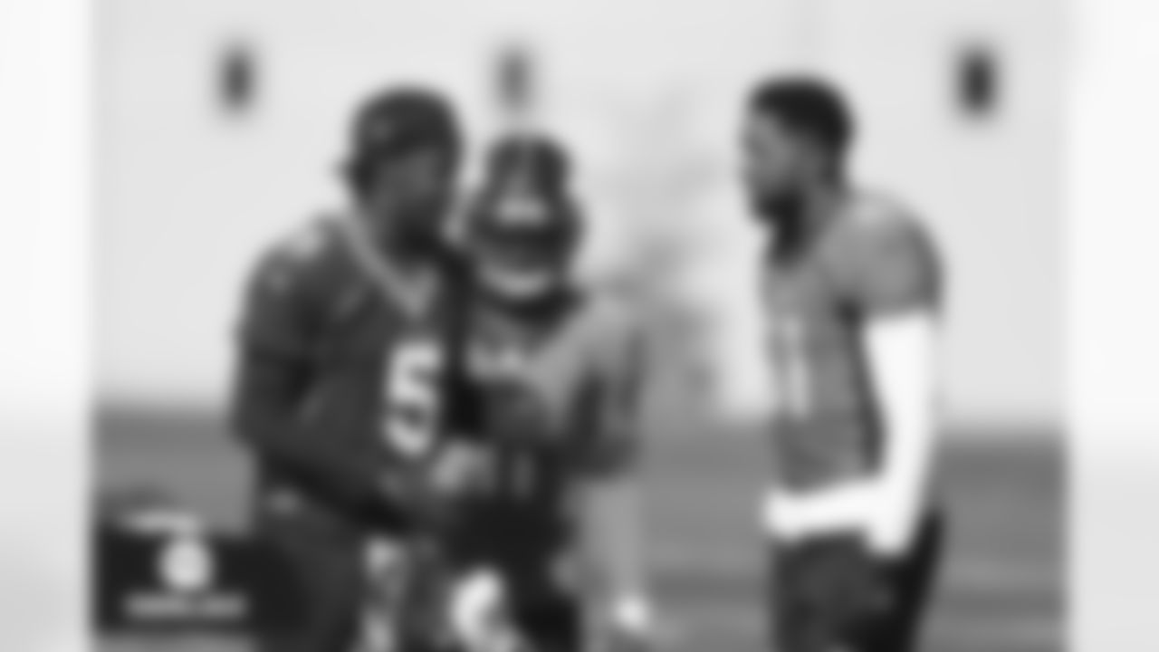 Teddy Bridgewater, Diontae Spencer and Tim Patrick during practice on Wednesday, September 15, 2021 at UCHealth Training Center in Englewood, Colorado.
Photo by Gabriel Christus