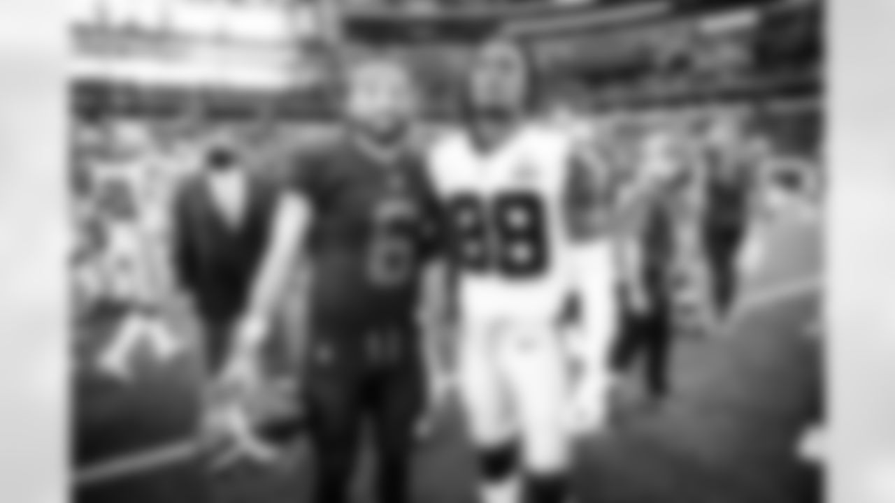 Quarterback Baker Mayfield (6) and Ceedee Lamb after a NFL football game between the Cleveland Browns and Dallas Cowboys on October 4, 2020 at AT&T Stadium. The Browns won 49 - 38.