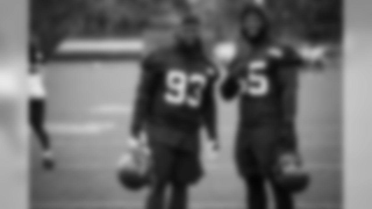 Defensive tackle Trevon Coley (93) and Defensive tackle Larry Ogunjobi (65) during the fifth practice of OTAs on May 22, 2019.