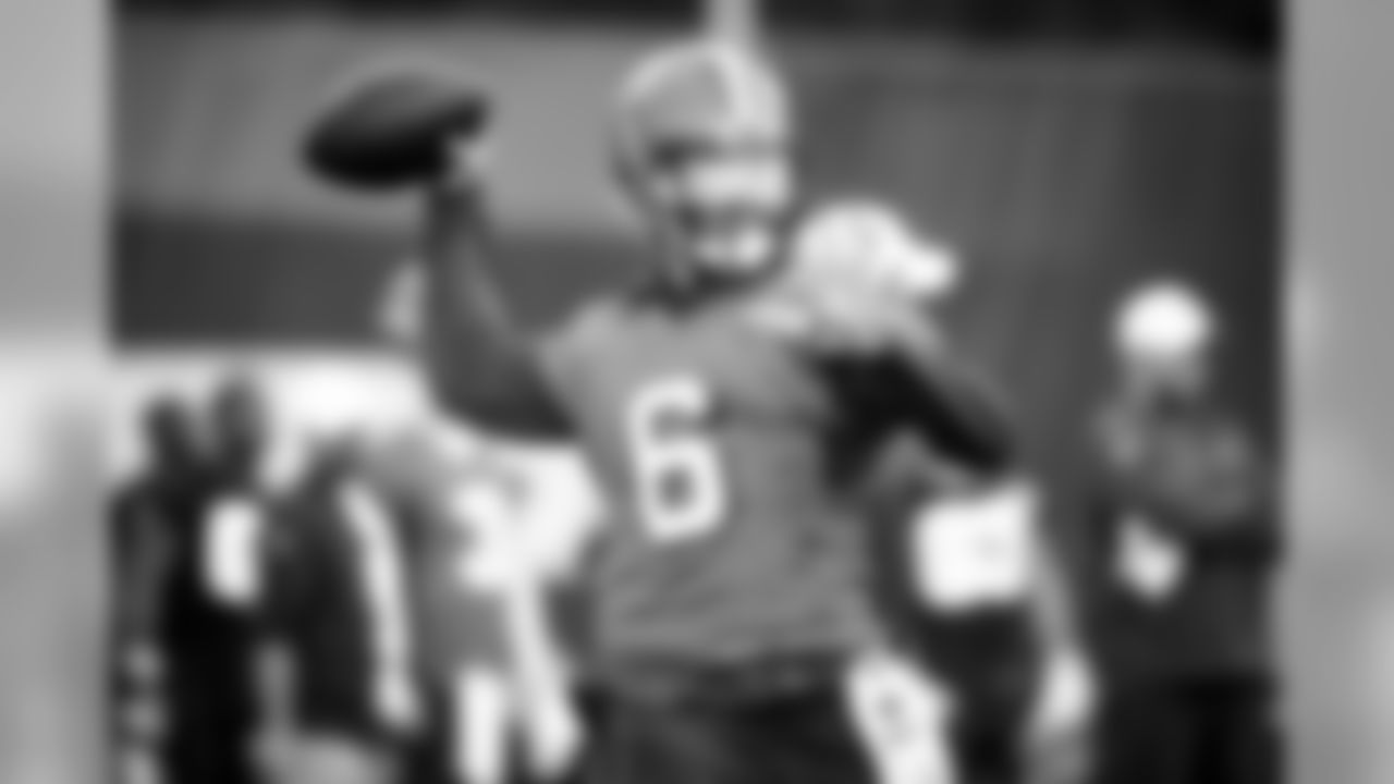 Quarterback Baker Mayfield (6) during practice on September 2, 2019