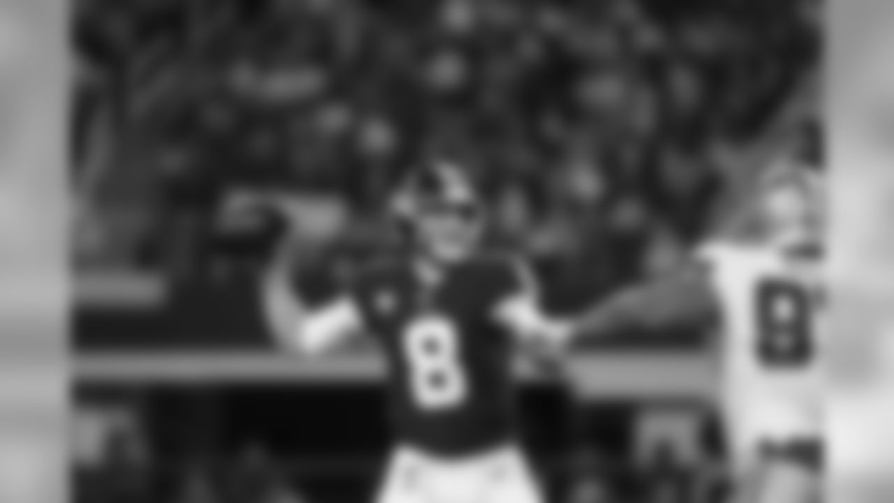 Washington Redskins quarterback Case Keenum (8) looks to pass during an NFL football game against the Dallas Cowboys, Sunday, Dec. 29, 2019, in Arlington, Texas. The Cowboys beat the Redskins 47-16. (Matt Patterson via AP)