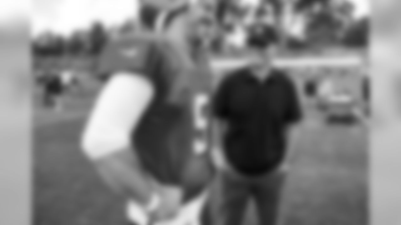 Phil Dawson and Quarterback Drew Stanton (5) during the eighth day of training camp on August 2, 2019.