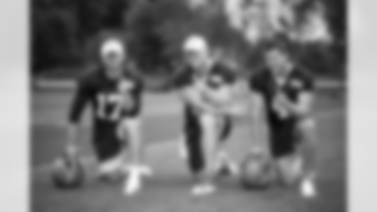 Kicker Greg Joseph (17), Long snapper Charley Hughlett (47) and Punter Britton Colquitt (4) during practice on August 26, 2019