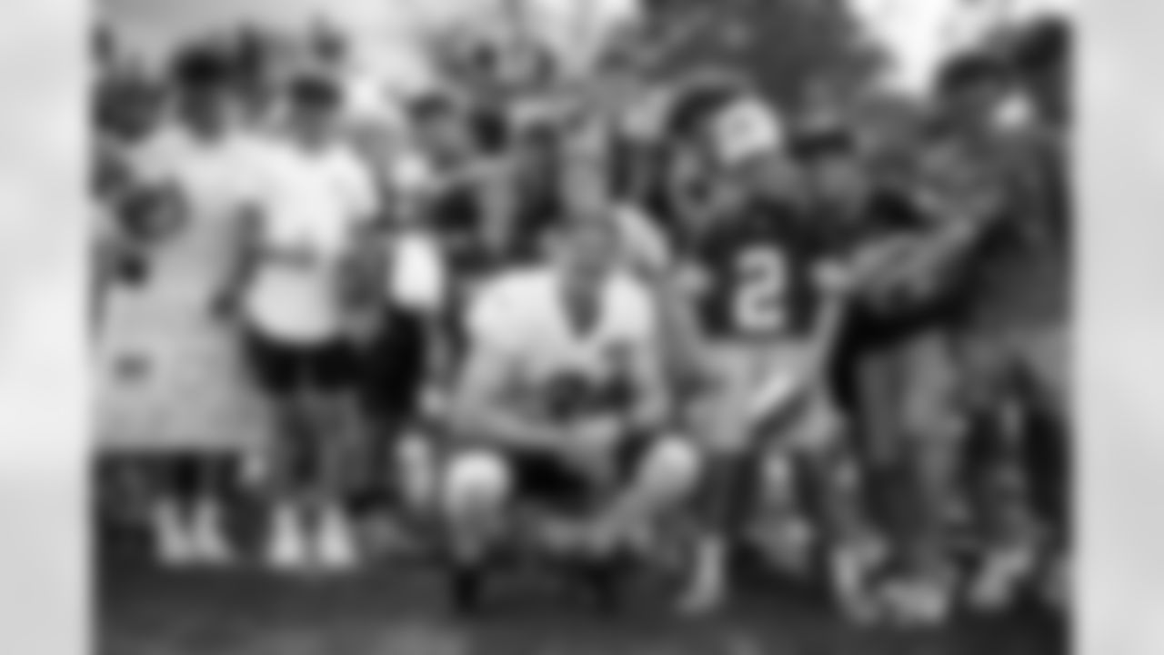 Kicker Cade York (3) and fans during Day 7 of Training Camp at CrossCountry Mortgage Campus on August 1, 2023.