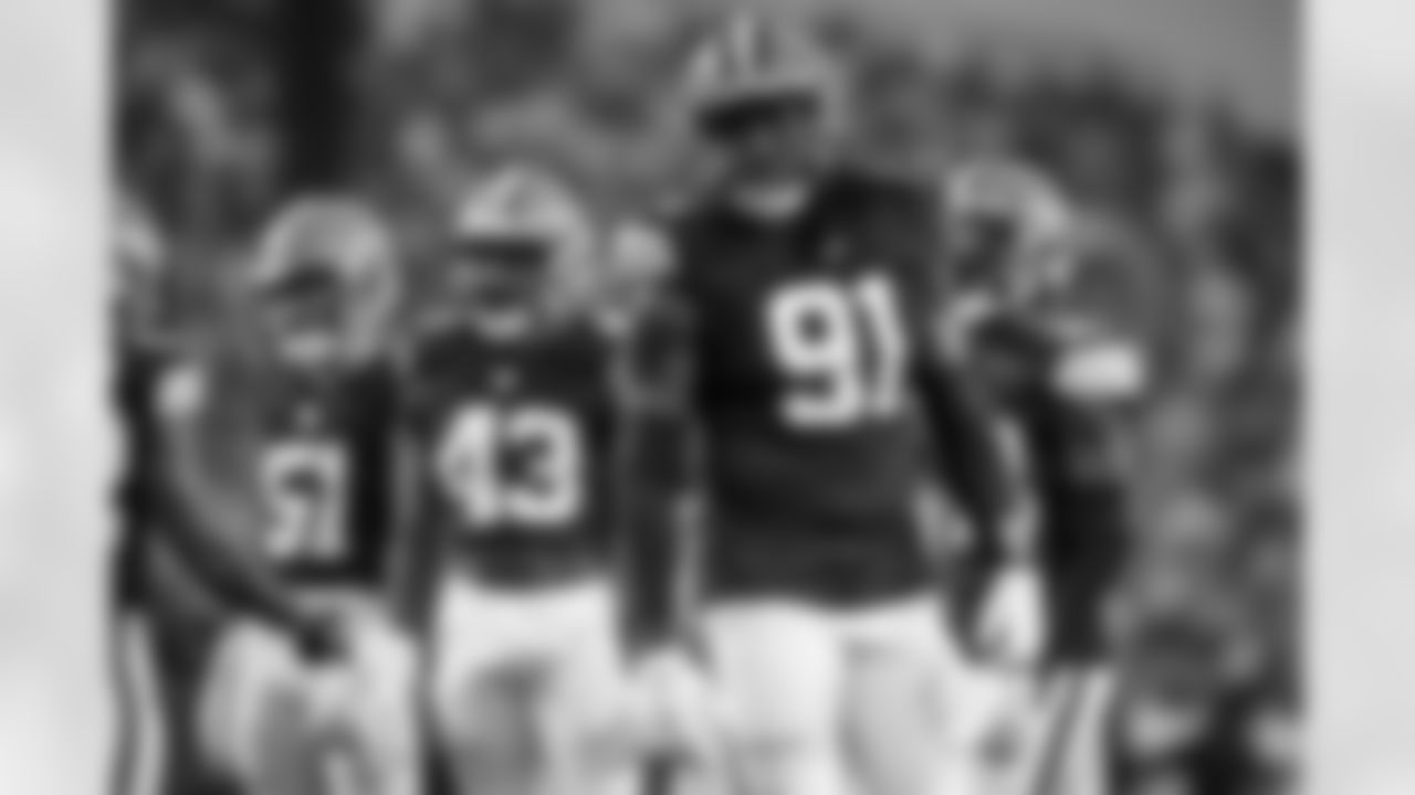 Defensive end Alex Wright (91) during the Hall of Fame Game between the New York Jets and Cleveland Browns on August 3, 2023 at Tom Benson Hall of Fame Stadium.