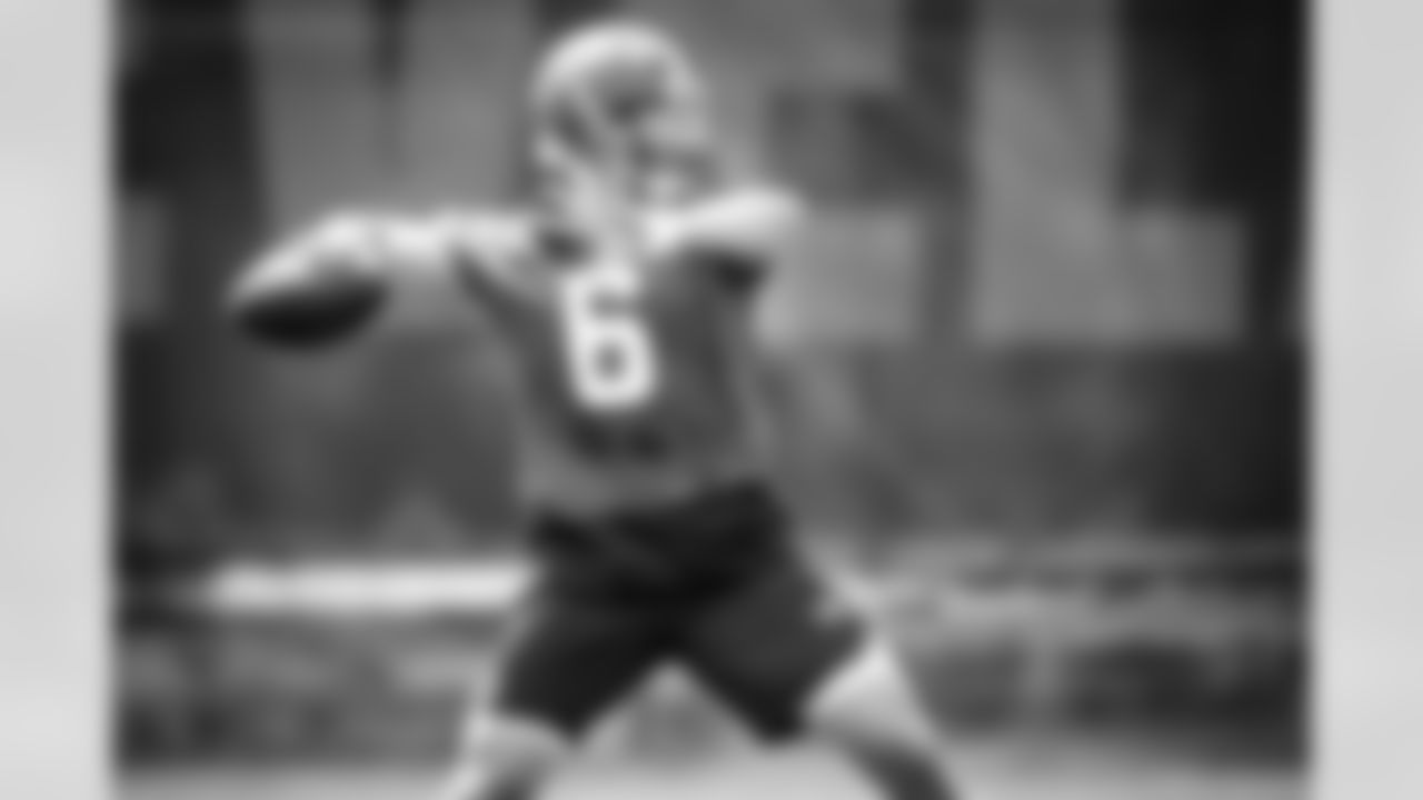 Quarterback Baker Mayfield (6) during the first day of training camp on July 28, 2021.