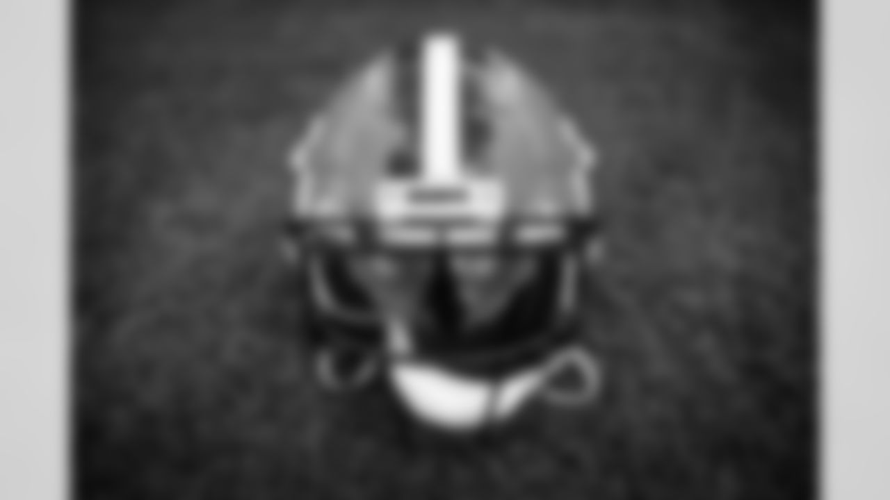 A helmet during the ninth day of training camp at CrossCountry Mortgage Campus on August 6, 2022.