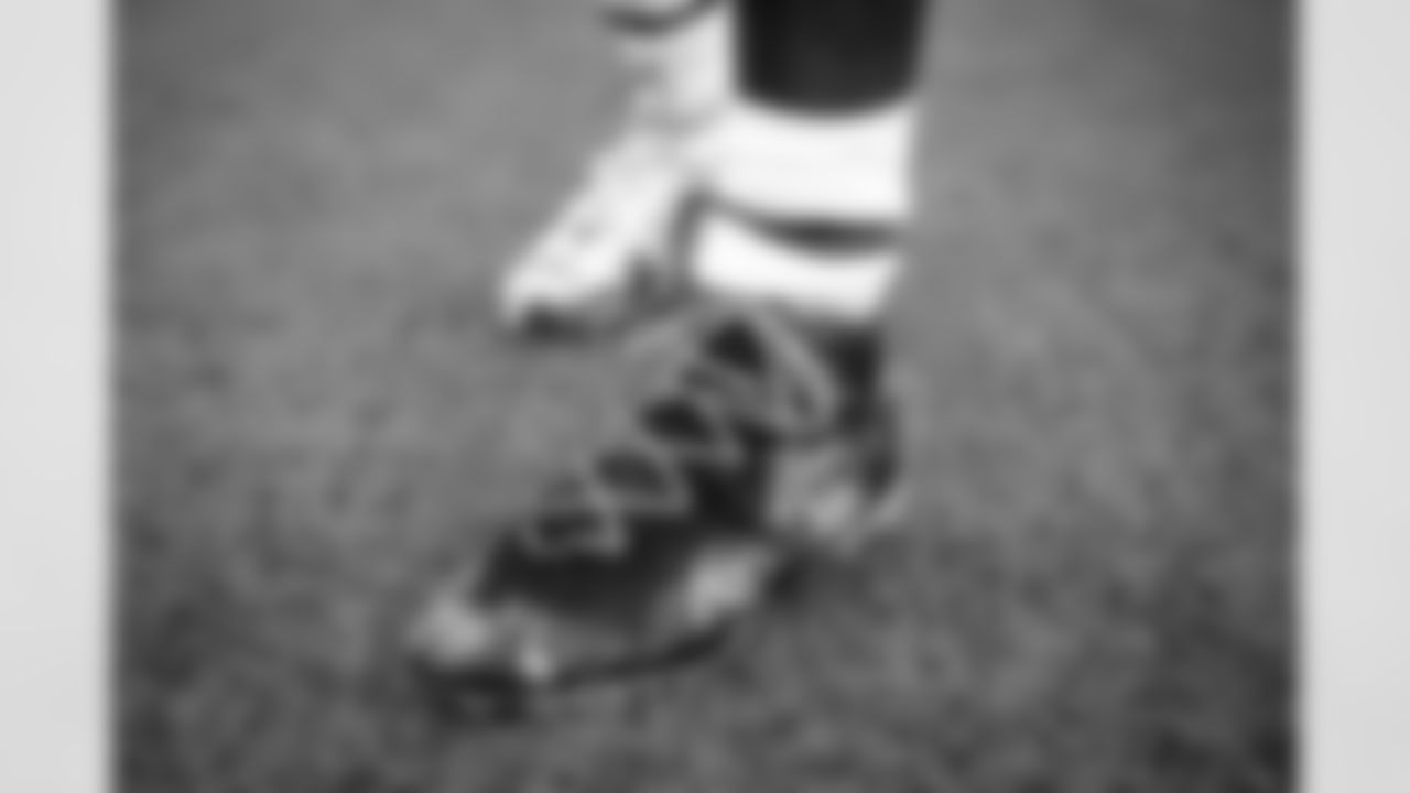 Linebacker Jeremiah Owusu-Koramoah's cleats before a NFL football game between the Cleveland Browns and Cincinnati Bengals on December 11, 2022 at Paycor Stadium. The Browns lost 23-10.