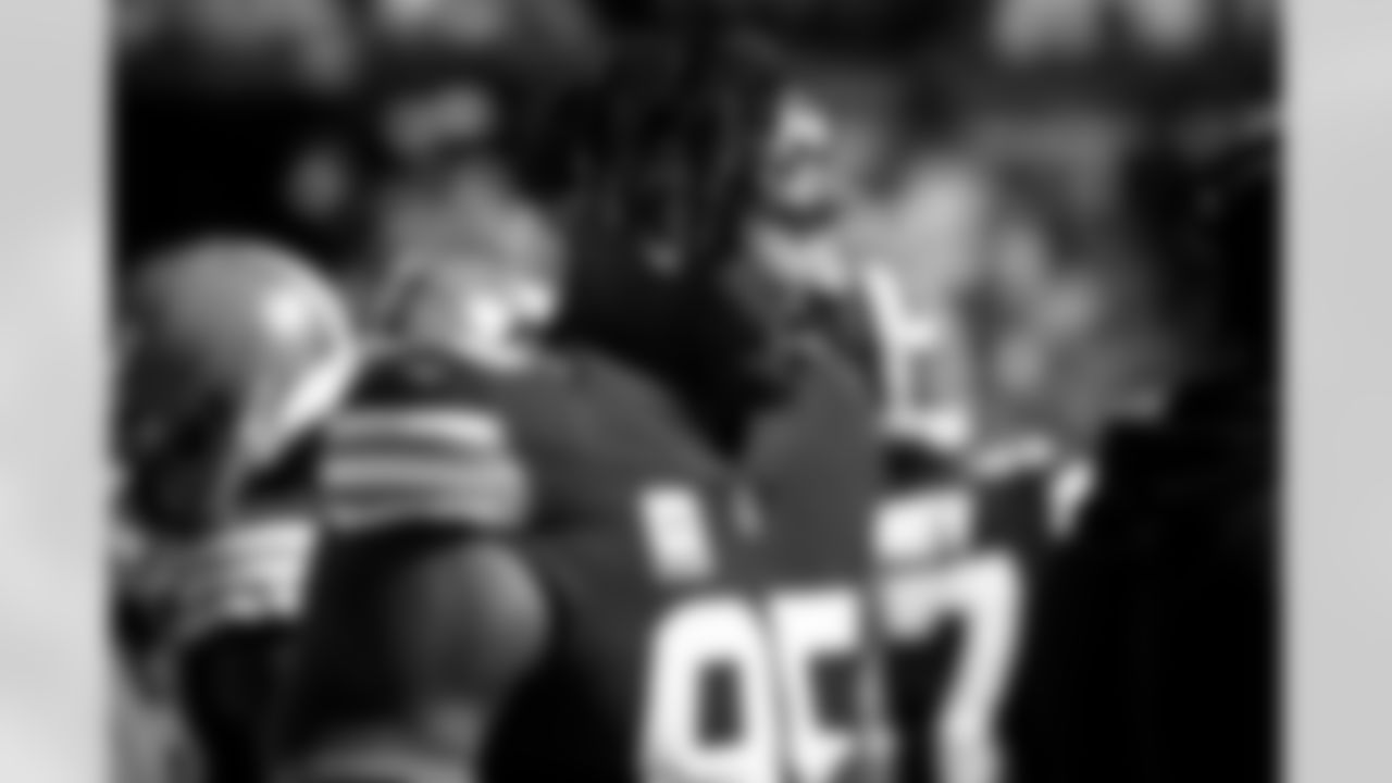 Defensive end Myles Garrett (95) during a NFL football game between the New England Patriots and Cleveland Browns on on October 16, 2022 at FirstEnergy Stadium.